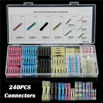 

240Pcs Assorted Butt Wire Connectors Solder Seal Waterproof Splice Tube Terminal