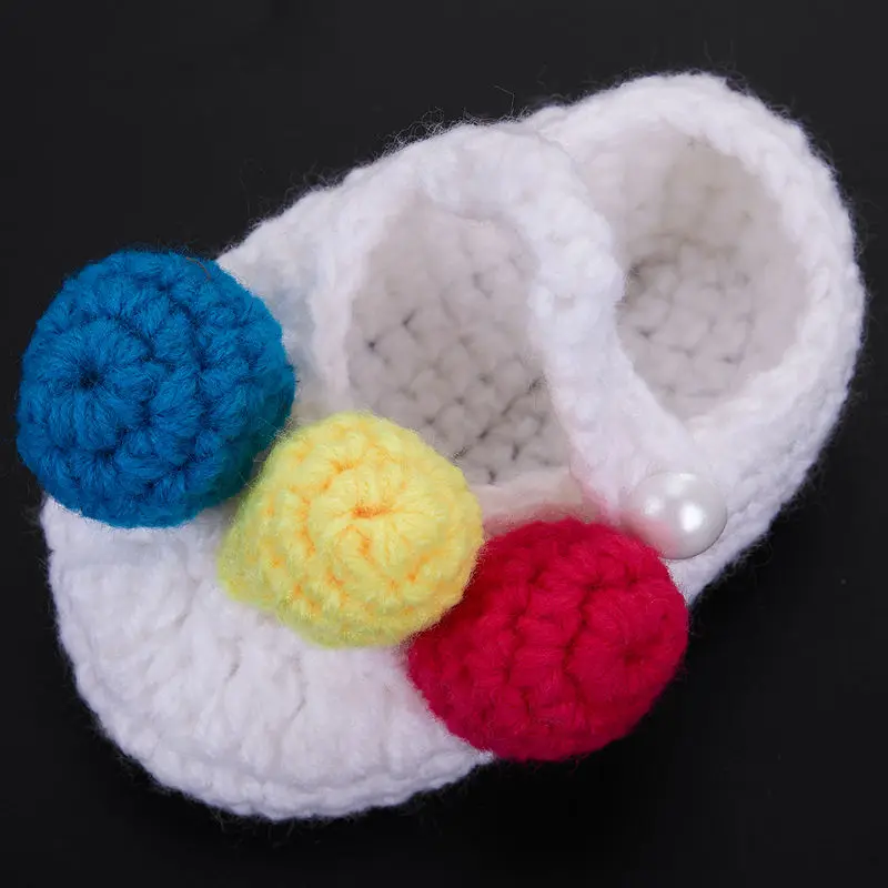 Вязаные носки для новорожденных девочек, 3 цвета, детская кроватка, туфли, ползунки 0-12 месяцев(тип 1