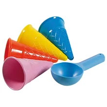 5pcs Kids Beach Toys Ice Cream Cone Scoop Sets Sand Toy Children Sand Ice Cream Cones And Scoop Outdoor Toys (Random Color)
