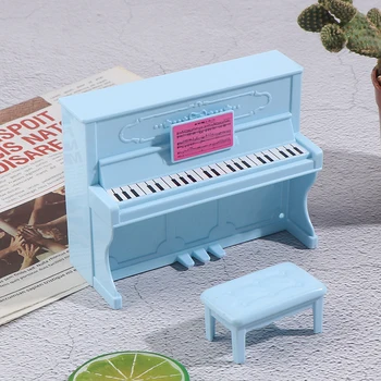 

1 set 1:12 Dollhouse Miniature Grand Piano With Stool Musical Instrument Model for Dollhouse Accessories Home Decor Toy Gift