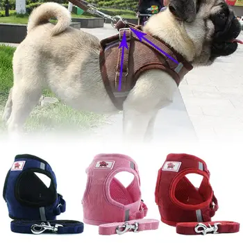 

Adjustable Soft Breathable Dog Harness Nylon Mesh Vest Harness For Dogs Puppy Collar Cat Pet Dog Chest Strap Leash