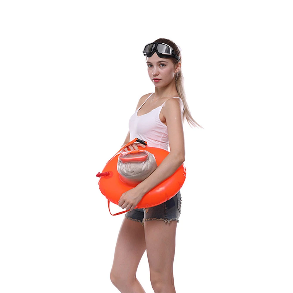 PVC Swimming Buoy Double Airbags Tow Float Inflatable For Diving Safety