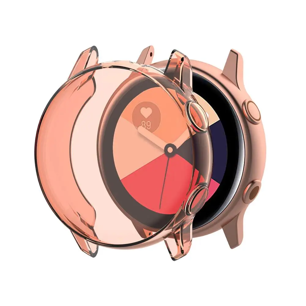 Transparent orange Чехол для samsung galaxy watch active/active2 чехол бампер аксессуары протектор полное покрытие силиконовый защитный чехол для экрана - Цвет ремешка: Transparent orange