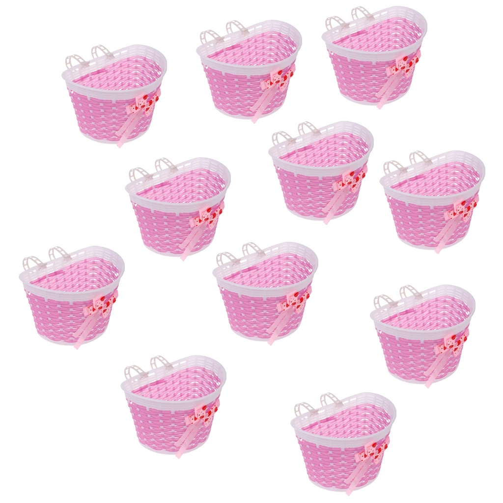 11x Children Kids Girls Bicycle Front Basket Bike Cycle Shopping Holder Pink