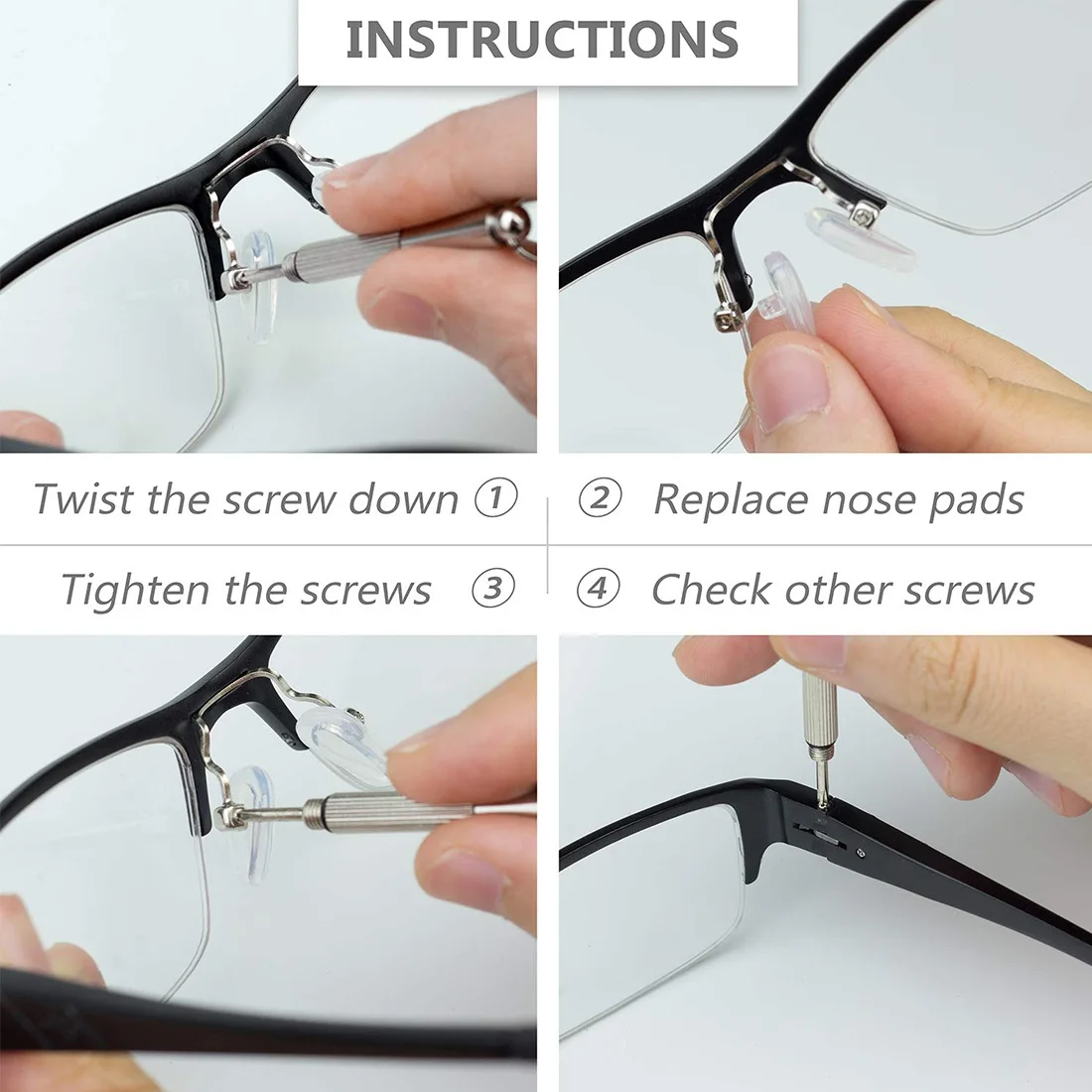 

20 Pair Flexible Silicone Nose pads for glasses screw in Eyeglasses Sunglasses Vision Care Anti-Slip Tools