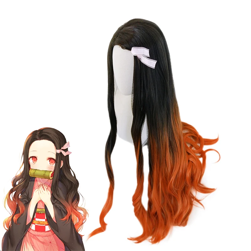 Demon Slayer Kimetsu no Yaiba Nezuko Kamado длинный кудрявый парик термостойкие синтетические