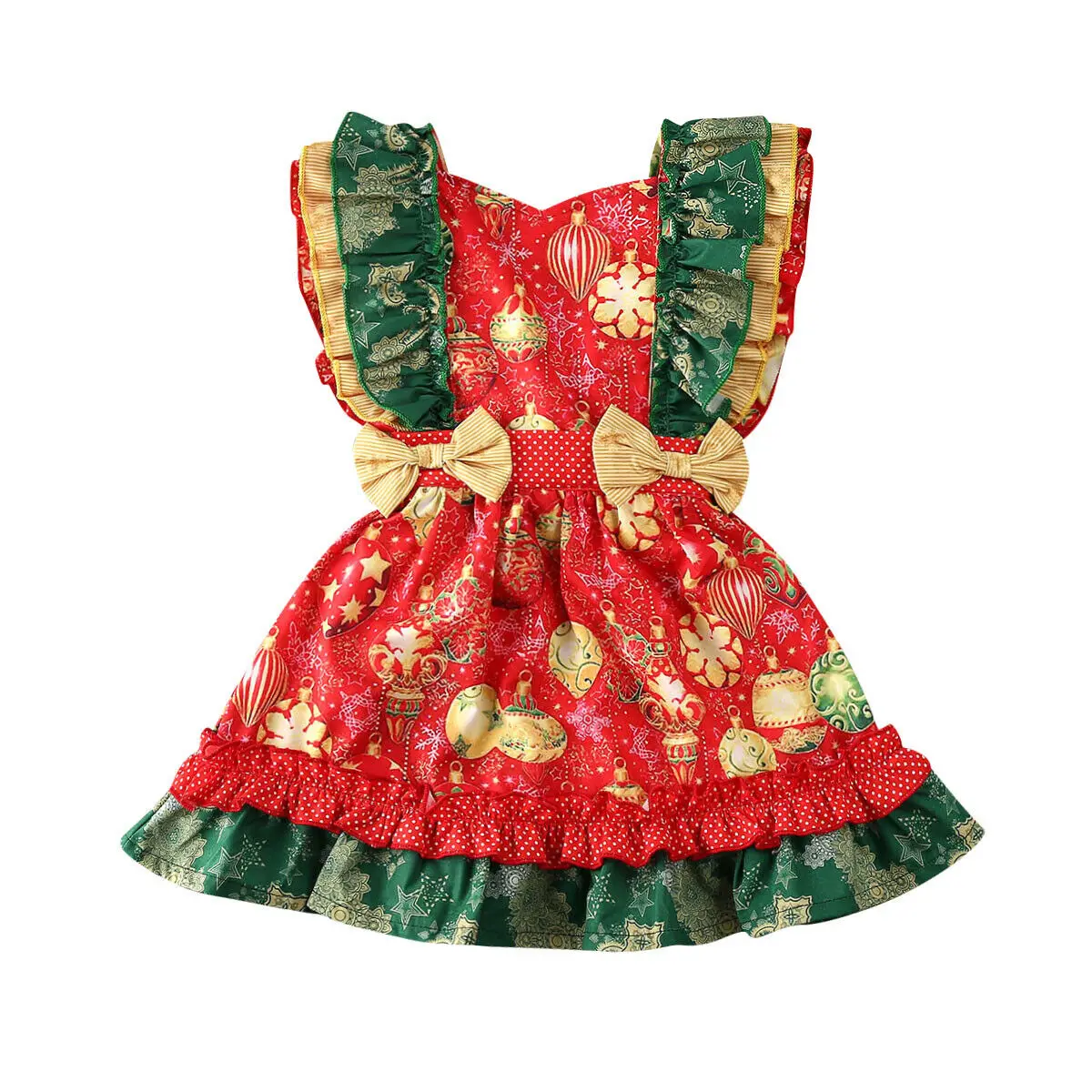 Милое рождественское платье для маленьких девочек платья принцессы без рукавов с оборками и бантом кружевное мини-платье-пачка с оборками для маленьких девочек От 0 до 3 лет