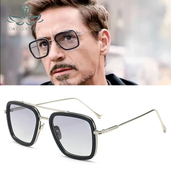 

D&T 2020 New Fashion Avengers Tony Stark Sunglasses Men Metal Square iron man Glasses Steampunk Sun Glasses Male