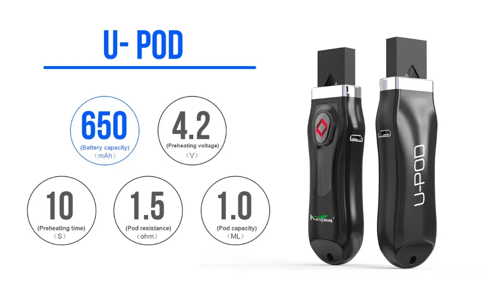 Original kangvape U-POD 650mAh Kit with ceramic coil adjustable voltage E Cigarette Vape mini kit for Juul pod vs minifit kit (9)