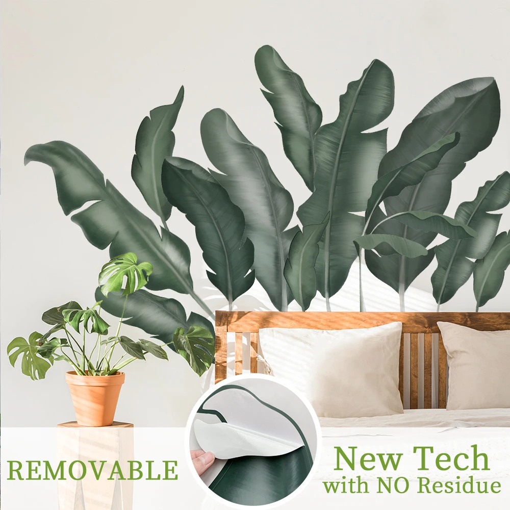 Banana Leaf Flowers And Leaves Wall Stickers Living Room Bedroom