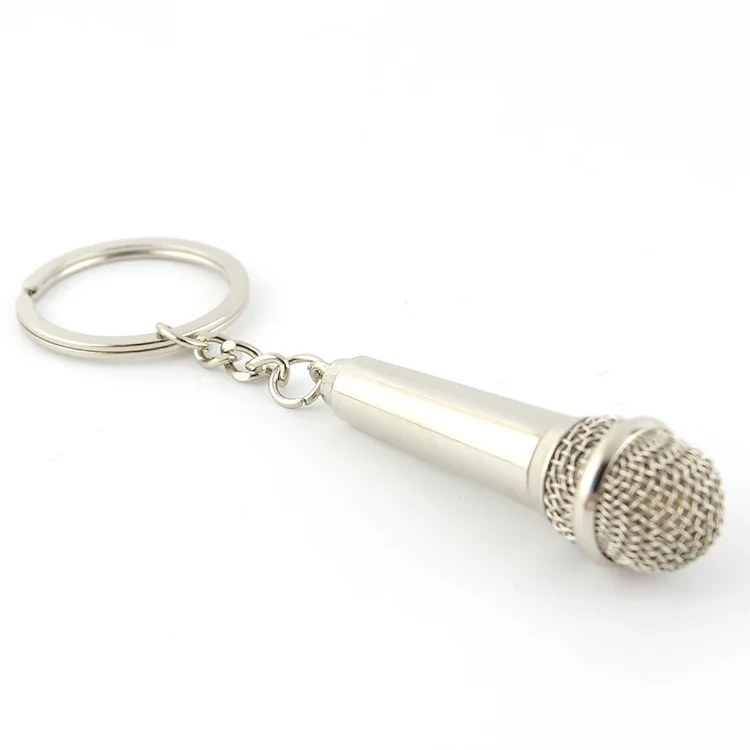 Металлический брелок креативная музыкальная цепочка для ключей в подарок брелок в виде микрофона модный брелок креативный милый брелок