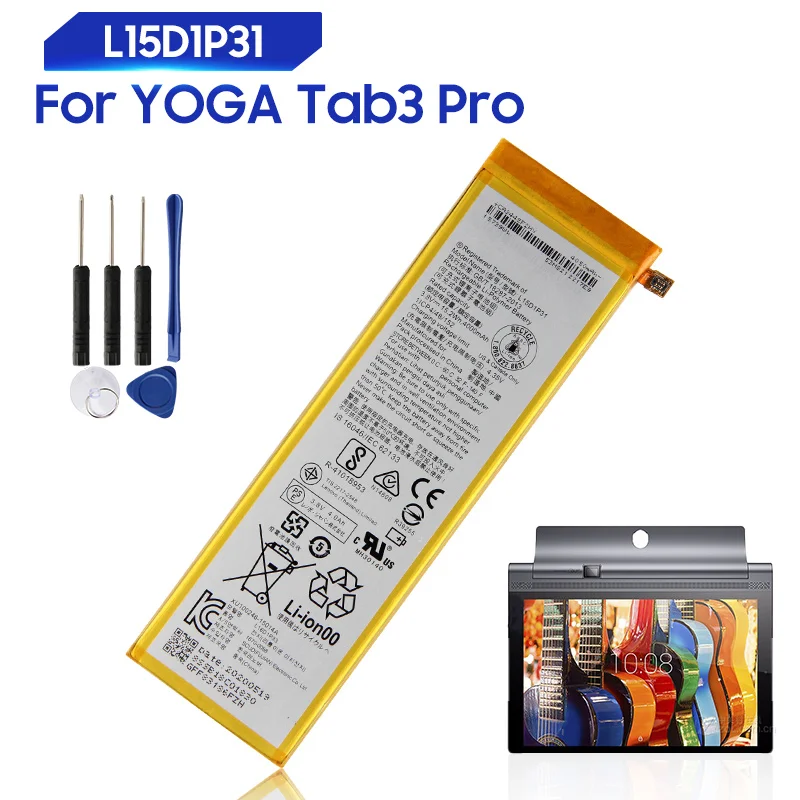 

Original Replacement Battery For Lenovo YOGA Tab3 Pro X5-Z8550 X5-Z8500 L15D1P31 Genuine Tablet Battery 4000mAh