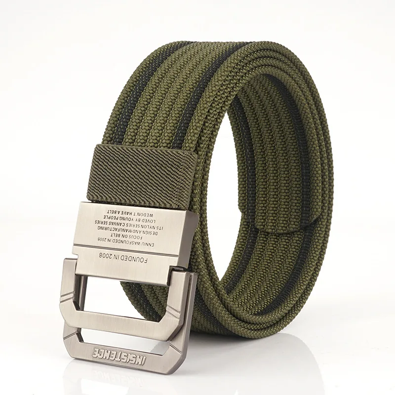 

Fashionable Belt Nylon Canvas Weave Retro Washed Alloy Double Ring Buckle Belts Casual Men Cowboy Pants Women Punk Belt