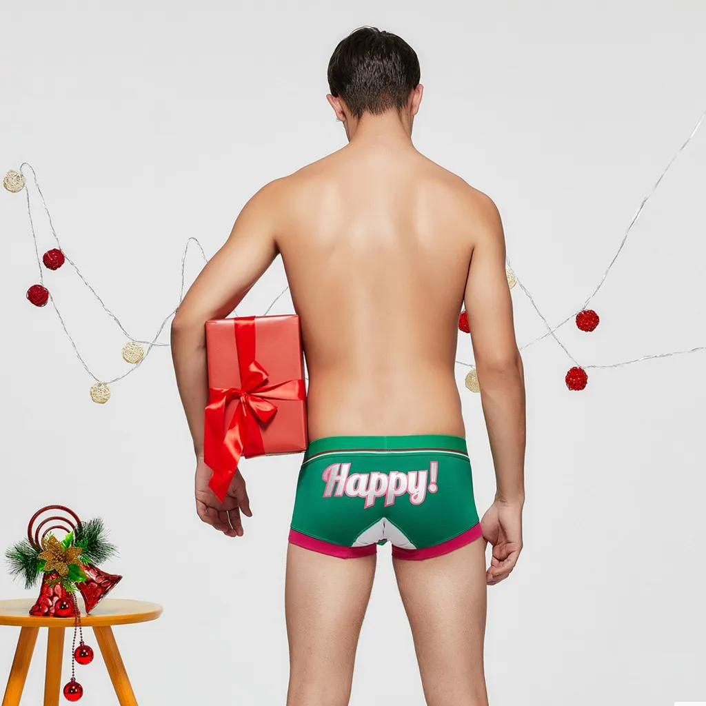 Мужские шорты-боксеры, сексуальное нижнее белье со снежинками, зимнее праздничное Мужское нижнее белье, плюс размер, подарок на Рождество, cueca masculina