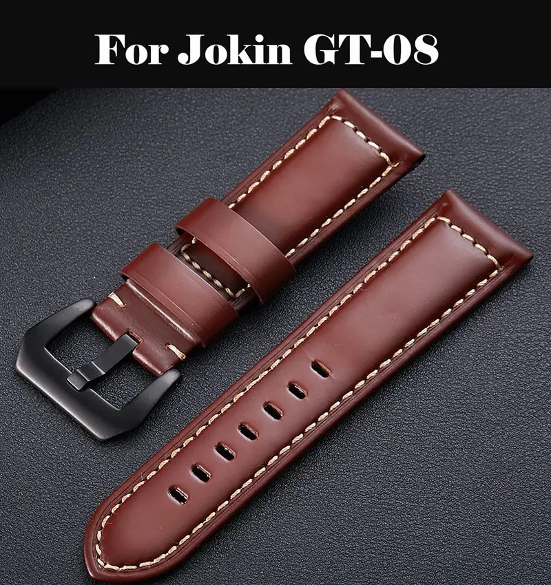 

Genuine Leather Watch Band Strap for Watchband size 16 18 19 20 21 22 24 mm Black Watch wristband Bracelet For Jokin GT-08