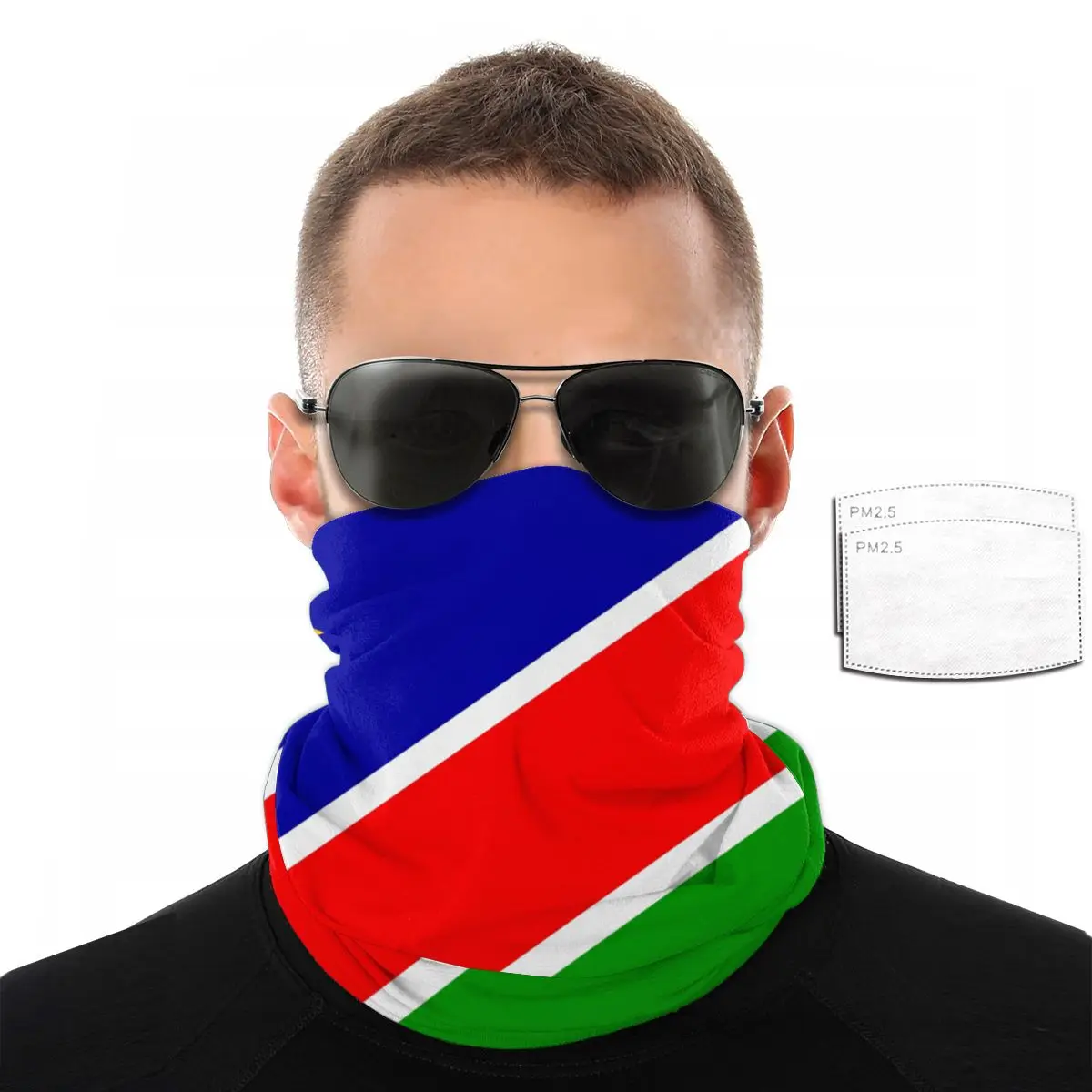 

Namibia Flag Face Scarf With 2 Pcs Filter Multi-purpose Headscarf headband riding mask