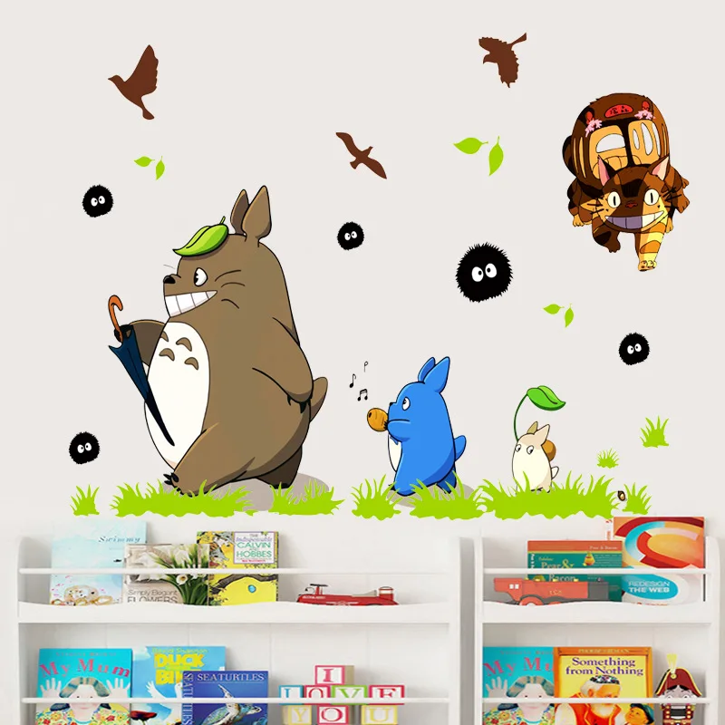 Anime Totora Wall Stickers Home Decoration Hayao Miyazaki Decal For Bedroom Living Room Decor Mural | Дом и сад