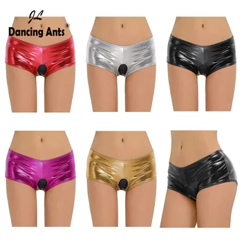 

Woman Sexy Mini Shorts Low Waist Back Hollow Out Solid PU Leather Short Trousers European Style Party Night Clubwear Hotpants
