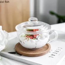 Скандинавская кружка с молоком, чашка для завтрака, бытовая закаленная чашка, с крышкой, термостойкая чашка 220мл. 550ML450ML стеклянные чашки
