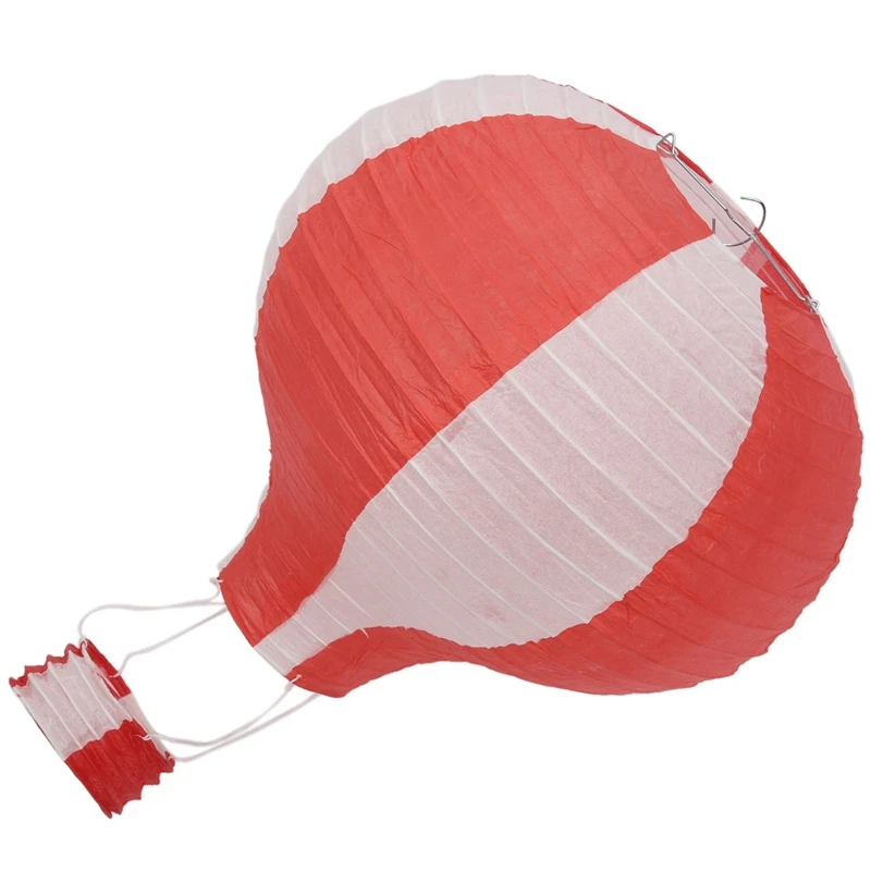 2 Pcs 12 Inch Hot Air Balloon Paper Lantern Lampshade Ceiling Light Wedding Party Decor, Colorful Stripes& Red Stripes