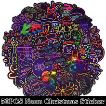 50Pcs/pack Christmas Neon Series Stickers Santa Claus Doodle Sticker for Laptop Mouse Motorcycle Skateboard Luggage Guitar