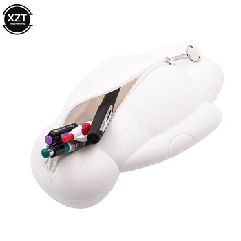

Multicolor Multifunction Silicone Pen Storage Bag Silicone Pencil Bag Cute Cartoon Big White Doll Stationery Bag