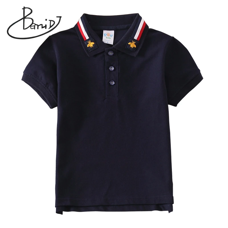 

BEMIDJ Boys summer Turn-down Collar T-shirt 2020 child Striped clothes Kids Short sleeve 6 color childrens cotton Tops clothing