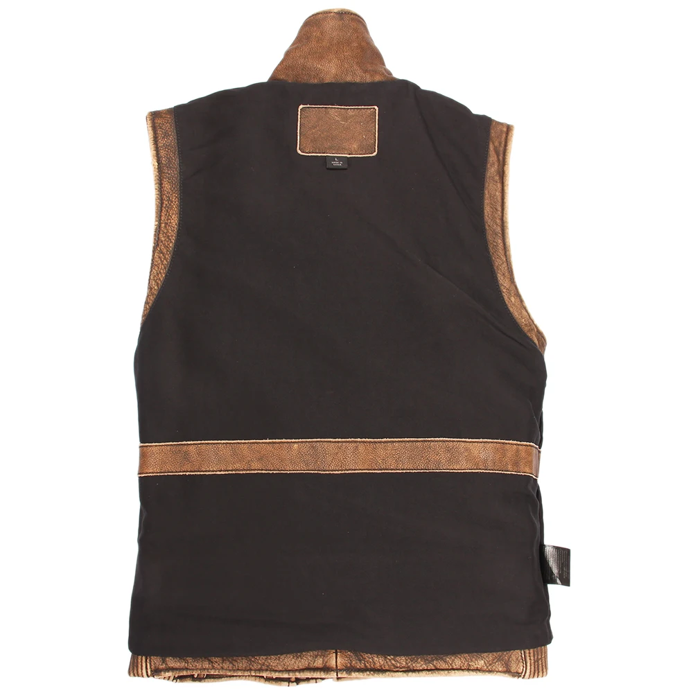 Vintage Brown Thick Motorcycle Vest Genuine Cowhide Men Biker Leather Vest Moto Leather Waistcoat Sleeveless Jacket M462