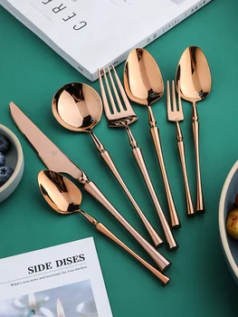 

Golden Dinner Steak Stainless Steel Personalized Cutlery Rose Gold Stainless Steel Cutlery Travel Nordic Tableware Set II50DCSTZ