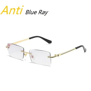 

Men Women Rimless Presbyopia Reading Glasses Metal Square High-quality Dimond Cutting Eyeglasses Anti Blue Rays 1.0 1.5 2.0-4.0