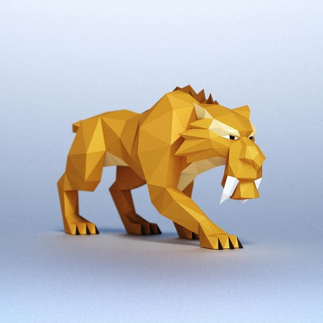 Tigre Dentes de Sabre - Sem Pintura, Miniatura 3D Grande Para Rpg de Mesa