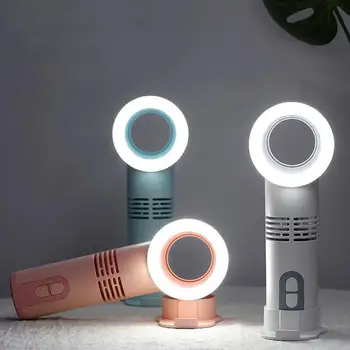 

Electric Bladeless Fan Portable LED Light Lamp Usb Charging Mini Handheld Fan Handheld Mini Cooler No Leaf Handy Fan