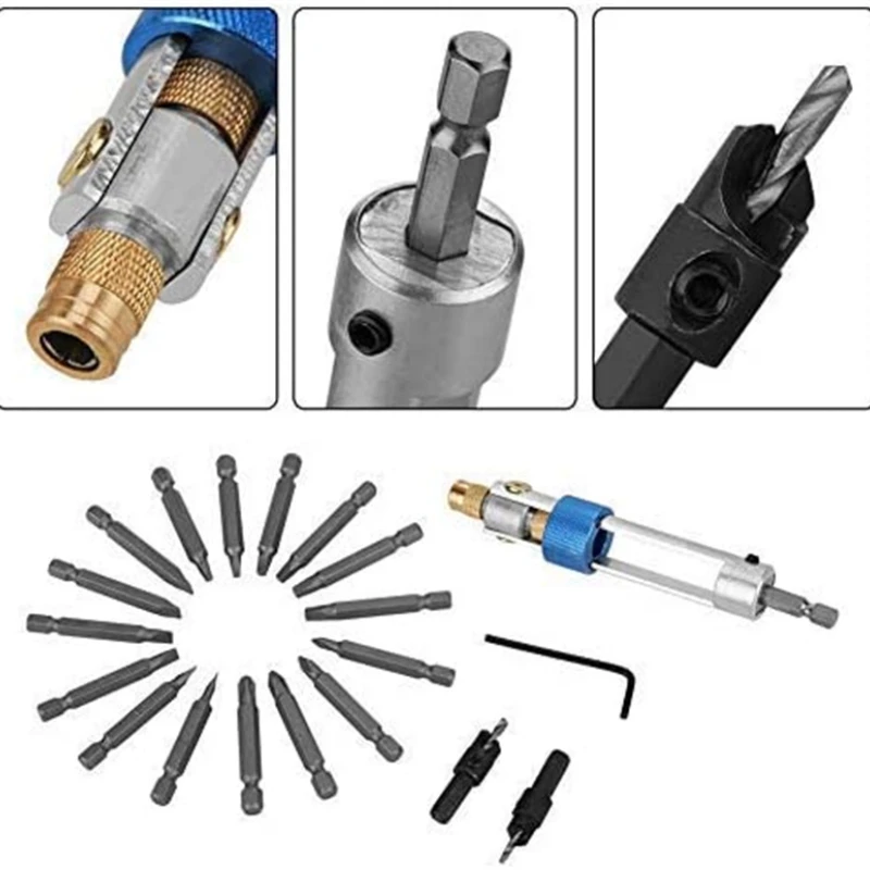 

20Pcs Multi Conversion Screwdriver Swap Drill Bit Kit Sets 16 Different Kinds Head with Countersink Allen Wrench Hand Tools