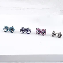 Леопард с кристаллами серьги-гвоздики Винтаж Серебряный цвет индийские ювелирные изделия для женщин модные ювелирные изделия