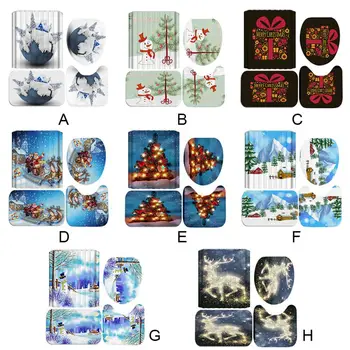 

Christmas 3D Digital Printing Shower Curtain 4 Pieces For Home / Hotel / Party Decoration 180 * 180cm
