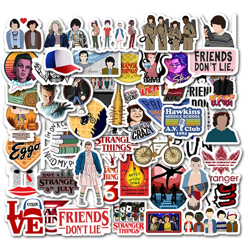 50pcs Pack Waterproof Stranger Things Stickers Skateboard Suitcase Snowboard Fridge font b Phone b font Laptop