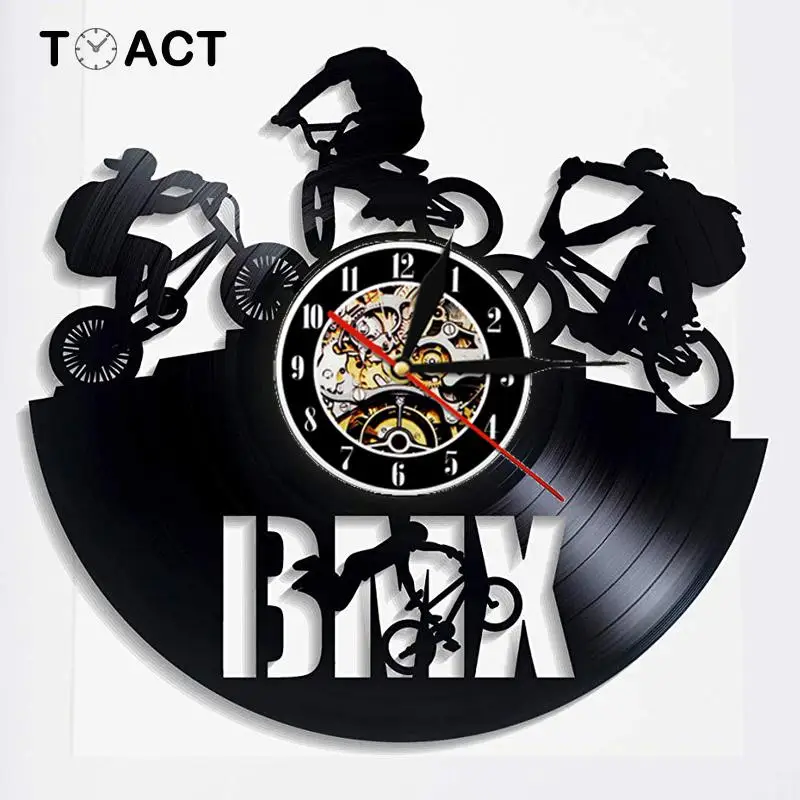 BMX спортивные настенные часы Виниловые Современный дизайн цикл Спортивная Тема