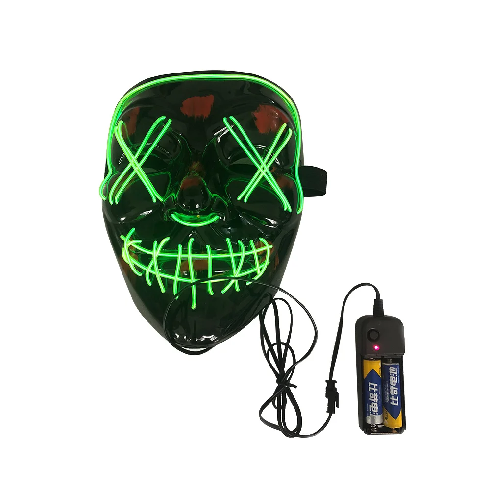 Хэллоуин СВЕТОДИОДНЫЙ Маскарадная маска для вечеринки светодиодный неоновый светильник Светящийся Косплей ужас Хэллоуин Светодиодный светильник EL Wire в темноте