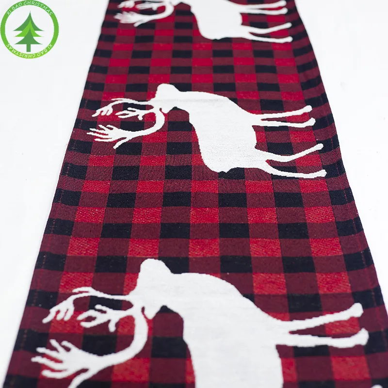 1 Piece 35x180cm Christmas Table Runner Embroidered Santa tree/Elk/Snowman Pattern Table Runners Textile Festival Decoration