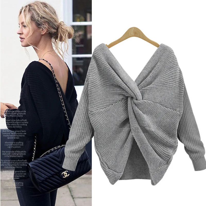 

Women V Neck Sweaters Fashion Streetwear Sweater Pullover Knitting V-neck Pullover Sweater Femme 2019 New Arrival Clothing