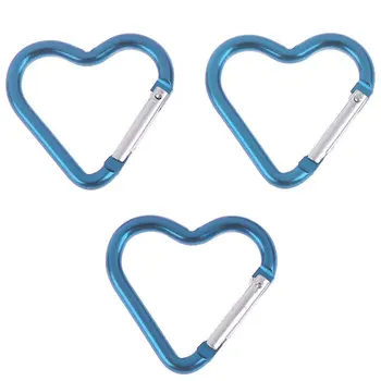 

3pcs Hiking Camping Portable Carabiner Outdoor Clip Sport Fast Hanging Aluminum Alloy Mini Keychain Gadgets Heart Shaped