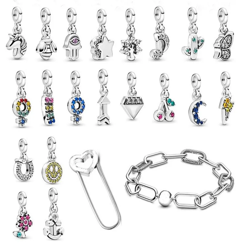 

2020 New 925 Silver Bracelet Me Series Round Head Chain Clasp Pin Tie Bracelet Fit European Charm Bracelets Women Jewelry