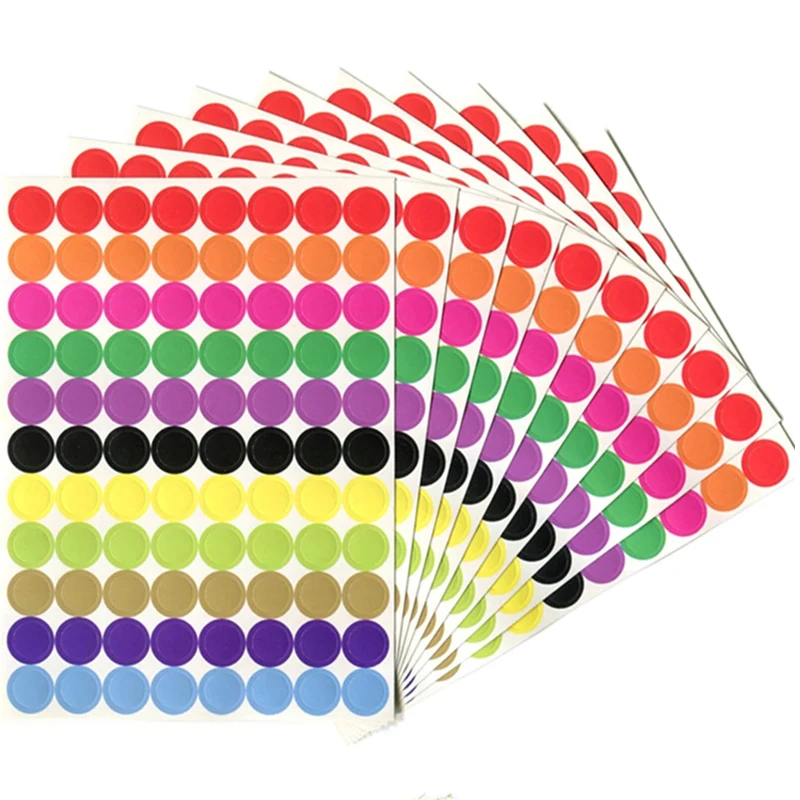 Multi-Size Colored Adhesive Dot Stickers for Packaging and Party Decoration