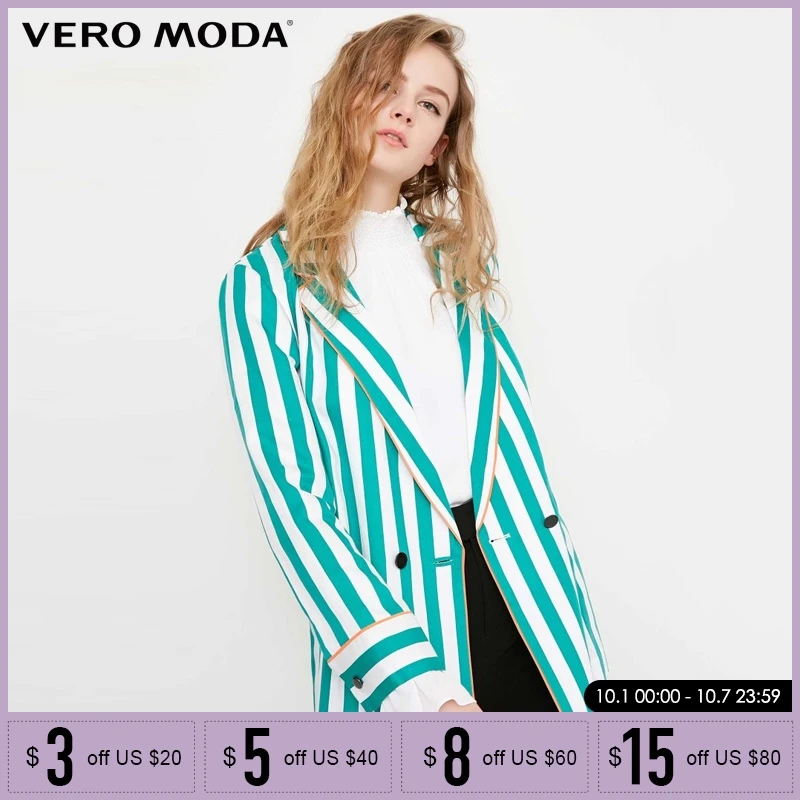 

Vero Moda Stripes Double-breasted Suit Coat Blazer Jacket| 318208526