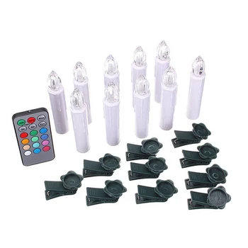 

10Pcs LED Battery Candles Wireless Remote Control 12 Colors Operated Light for Hallowmas Christmas Party Wedding Holiday
