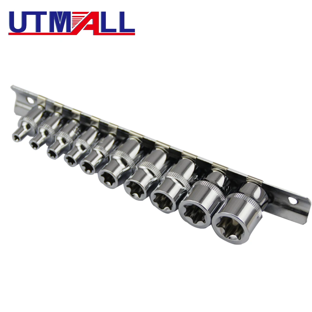 

1/4" Dr. & 3/8" Dr. 10pcs Star Socket Set of Torx Socket E Type