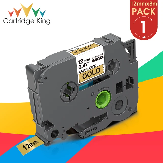 31 Colors for Brother TZ 231 221 211 241 251 FX231 Laminated Tape TZ231 TZ-White-Label Compatible for Brother Ptouch Label Maker Black on Gold