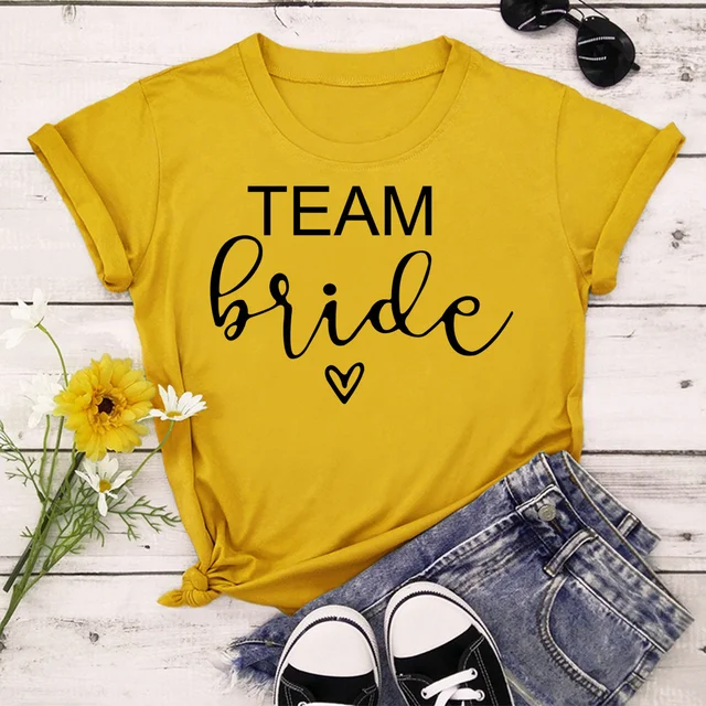 bachelorette team bride t shirt estonian wedding party ulzzang t-shirt cato women's tea bride short women tops drop ship yellow-3