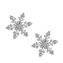 Милые маленькие олень Рождественская елка серьги гвоздики для женщин девочек серебристого цвета асимметричные серьги в виде животных милые снежинки серьги