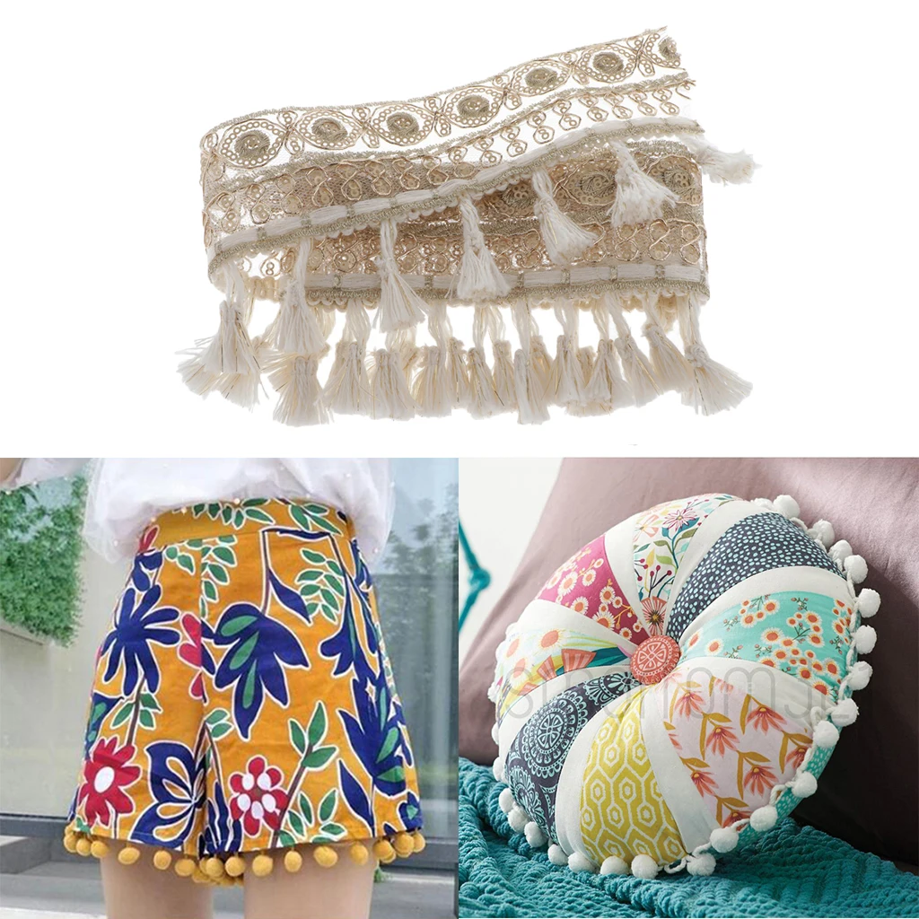 1yd Fringe Pom Pom Ribbon Lace Sewing Trim Braid Band DIY Craft Applique Decor